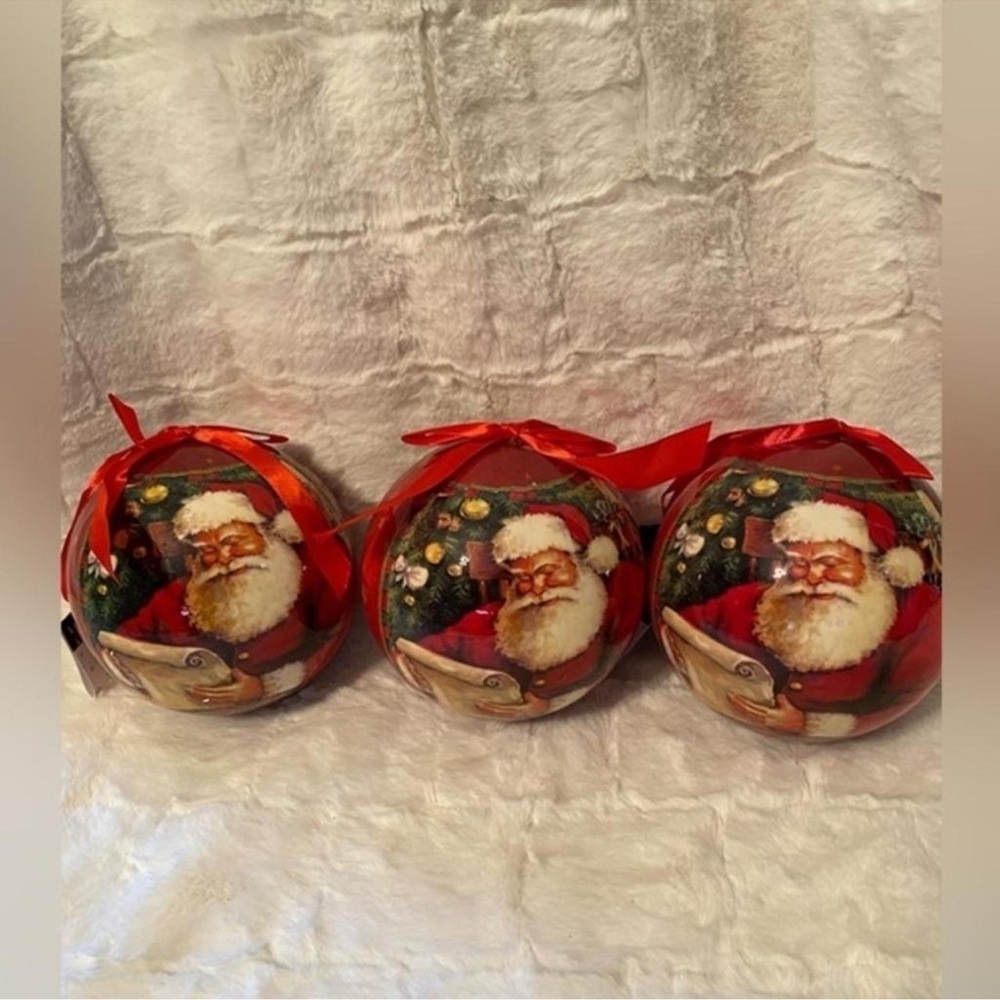 Decoris Christmas Ornament Red Spheres Set of Three Vintage Christmas Decor NWT
